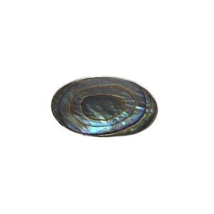 Vintage Oval Abalone Shell Brooch Pin With Silver Backing Unique Iridescent